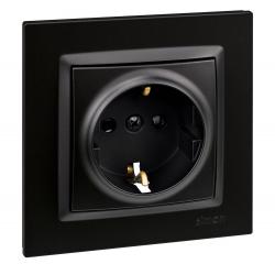 Base enchufe empotrar toma tierra negro serie 10 SIMON