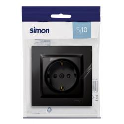 Base enchufe empotrar toma tierra negro serie 10 SIMON
