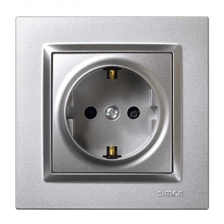 Base enchufe empotrar toma tierra aluminio serie 10 SIMON