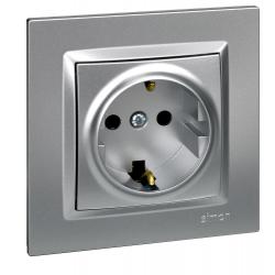 Base enchufe empotrar toma tierra aluminio serie 10 SIMON