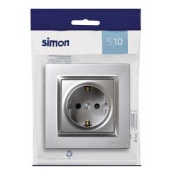 Base enchufe empotrar toma tierra aluminio serie 10 SIMON