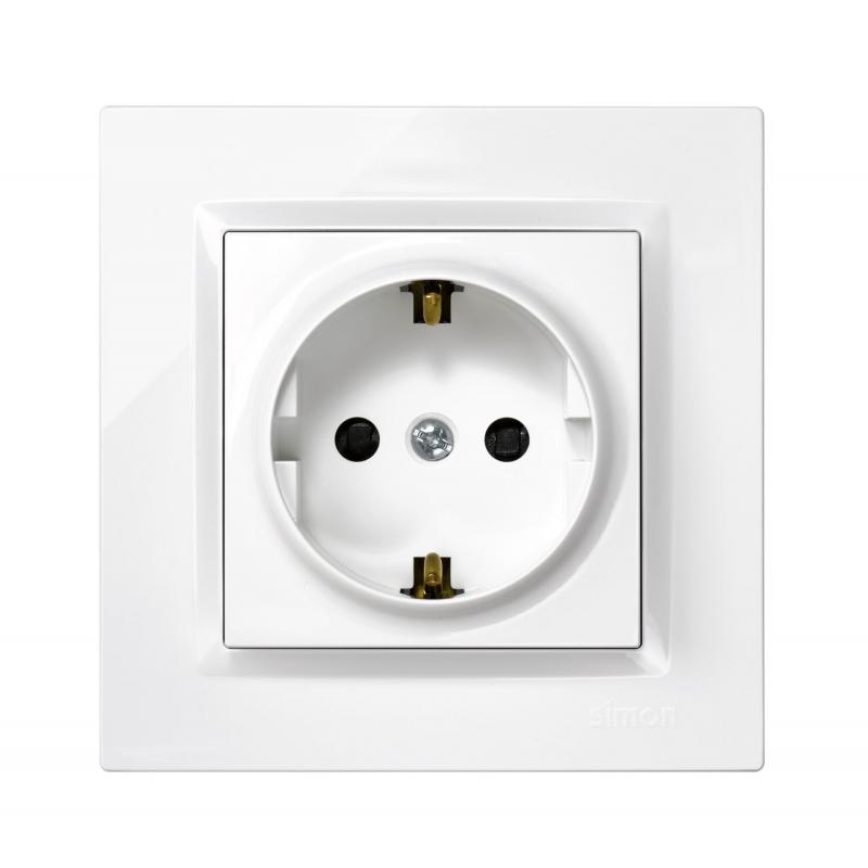 Base enchufe empotrar toma tierra blanco serie 10 SIMON