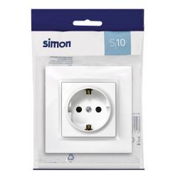 Base enchufe empotrar toma tierra blanco serie 10 SIMON
