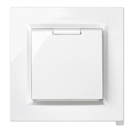 Base enchufe empotrar tapa toma tierra blanco serie 10 SIMON