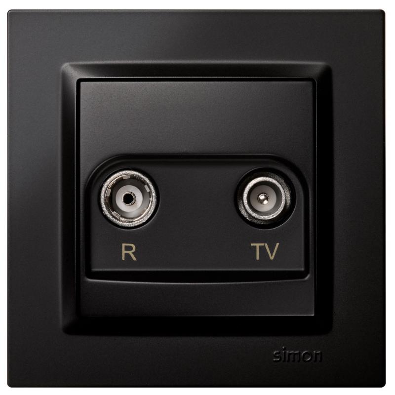 Base final antena 2 tomas empotrar negro serie 10 SIMON