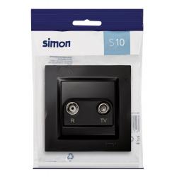 Base final antena 2 tomas empotrar negro serie 10 SIMON