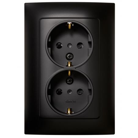 Base enchufe doble empotrar toma tierra negro serie 10 SIMON