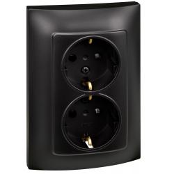 Base enchufe doble empotrar toma tierra negro serie 10 SIMON