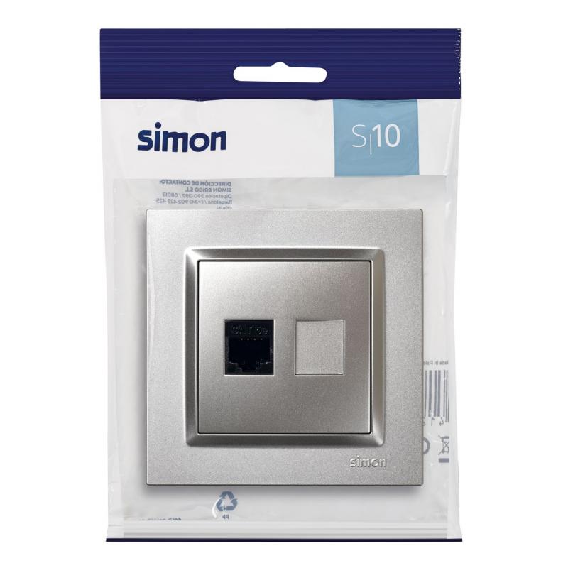 Simon Rj45 Rack Base empotrar ethernet RJ45 aluminio serie 10 SIMON