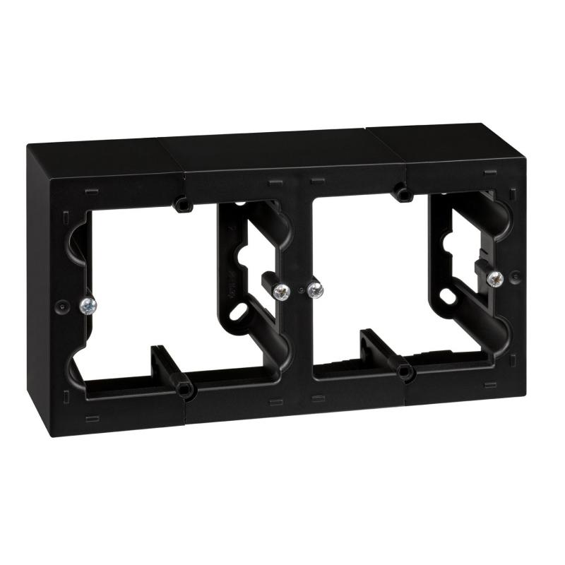 Caja eléctrica mecanismos doble superficie negro serie 10 SIMON