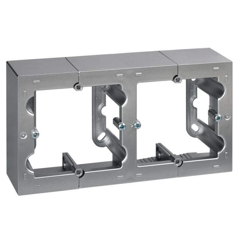 Caja eléctrica mecanismos doble superficie aluminio serie 10 SIMON