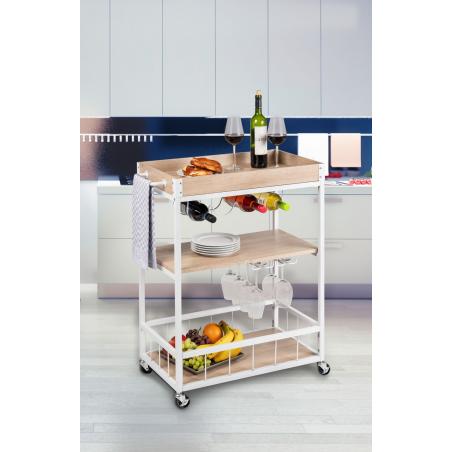 Carro cocina 80x89.5x40cm 3 estantes metal blanco WENKO
