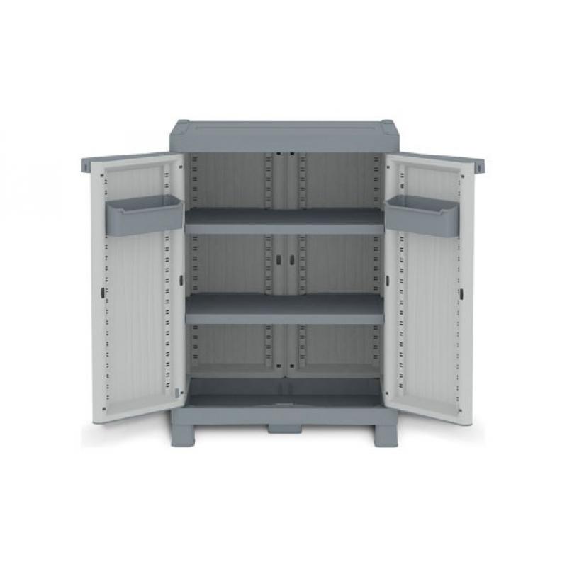 Armario para exterior resina medio 2 estantes gris wave 97,9 x 70 x 43,8 cm