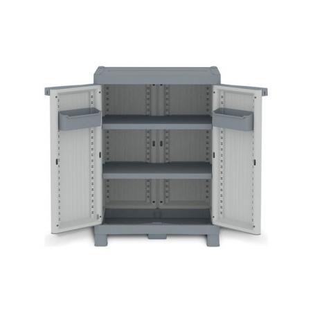 Armario para exterior resina medio 2 estantes gris wave 97,9 x 70 x 43,8 cm