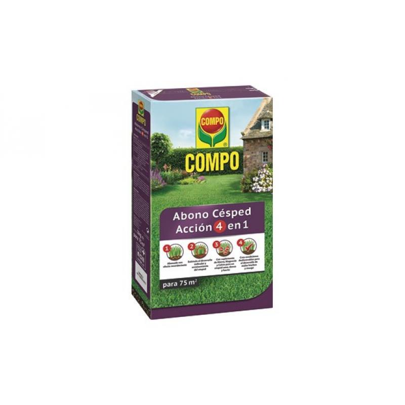 Abono granulado cesped 4 en 1, envase de 3 kg COMPO