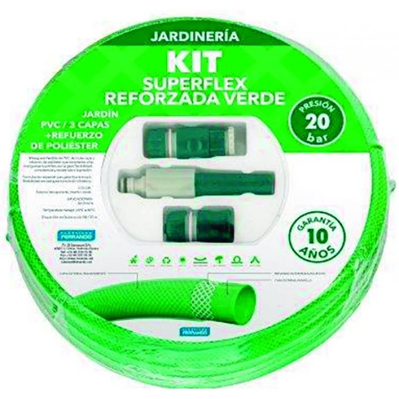 Manguera super flex reforzada ø 15 mm con accesorios 25 m