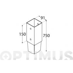 Pletina cuadrada con punta 91 x 750 x 150 mm