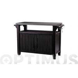 Mesa barbacoa resina marron ext. 124 x 54 x 90 cm