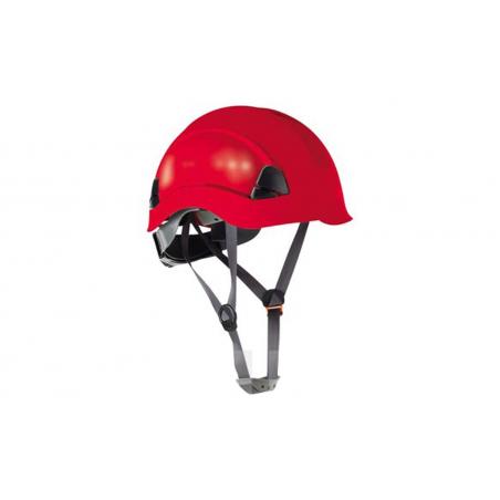 Casco trabajos en altura color rojo con barbuquejo