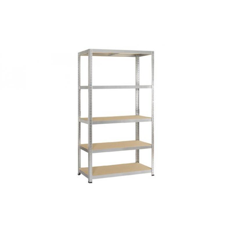 Estanteria metal galvanizado 5 estantes de madera sin tornillos
