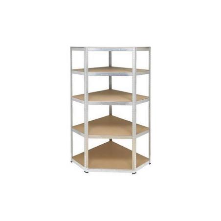 Estanteria metal galvanizado rincon 5 estantes madera sin tornillos