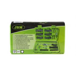 Maletin de vasos y puntas 1/4" 130 pzs JBM