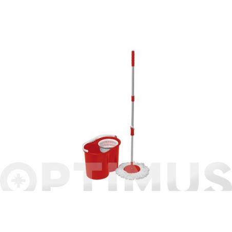 Cubo con escurridor rojo