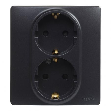 Base enchufe doble 2P+T Niloe negro