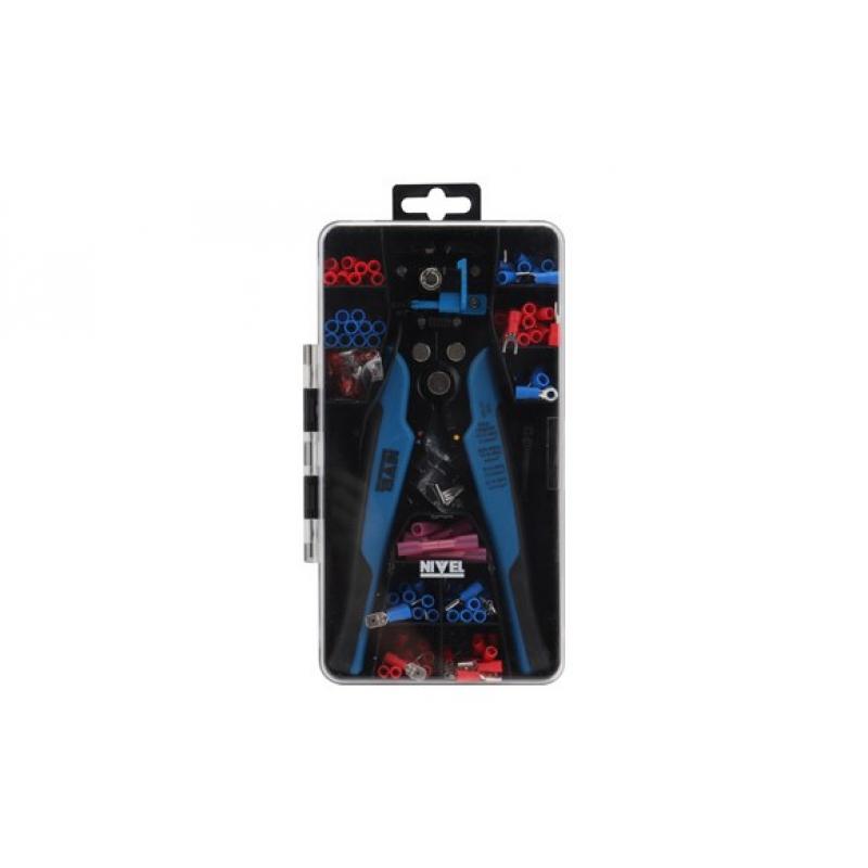 Set crimpadora/pelacables+ terminales electricos (231 pz)