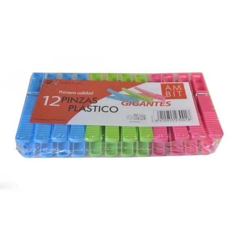 Pinza ropa plastico gigante (12 ud)