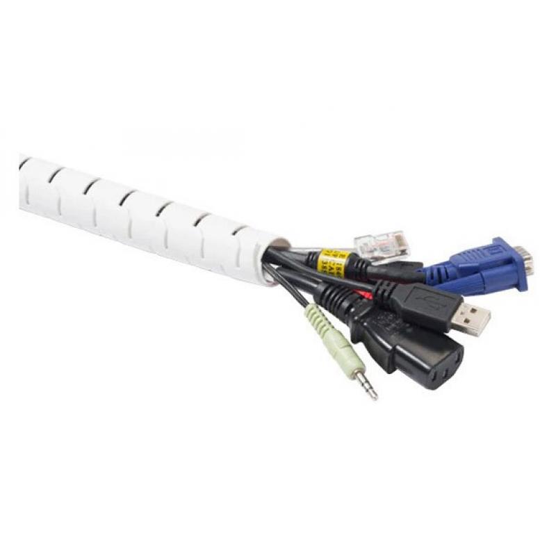 Organizador cables tubo espiral+pinza Ø 25 mm longitud 2,5 mt color blanco